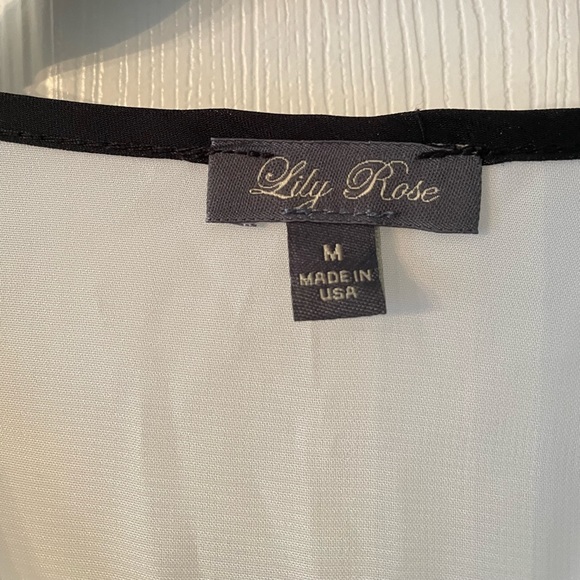 Lily Rose Size Medium Sheer White Long Sleeve Peplum Blouse with Black Lace - Picture 4 of 6